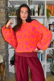 Big Softie Leopard Roo Knit Aperol & Hot Pink